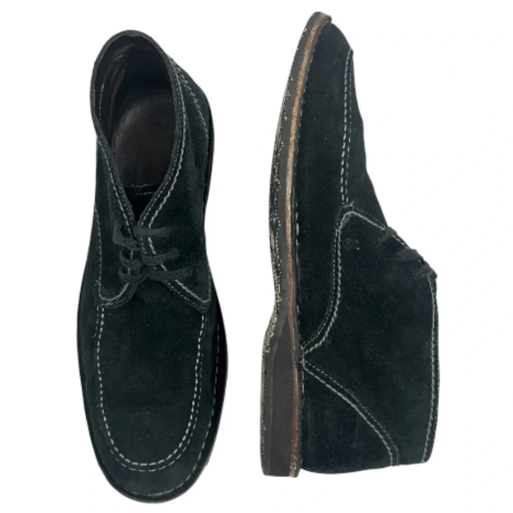 John Varvatos Chukka Boots Midnight Black Suede Lace-Up Size 12